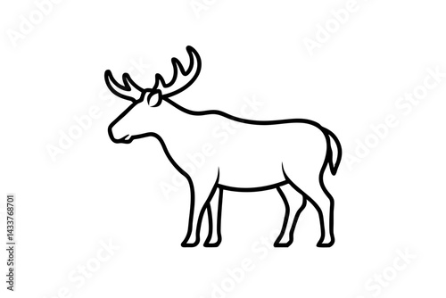 Minimalist Moose Line Art – Simple Wildlife Icon for Nature and Outdoor Designs


