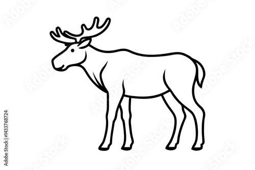 Minimalist Moose Line Art – Simple Wildlife Icon for Nature and Outdoor Designs

