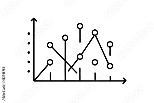 Minimalist Scatter Plot Line Art – Simple Data Visualization Icon for Analytics and Reports

