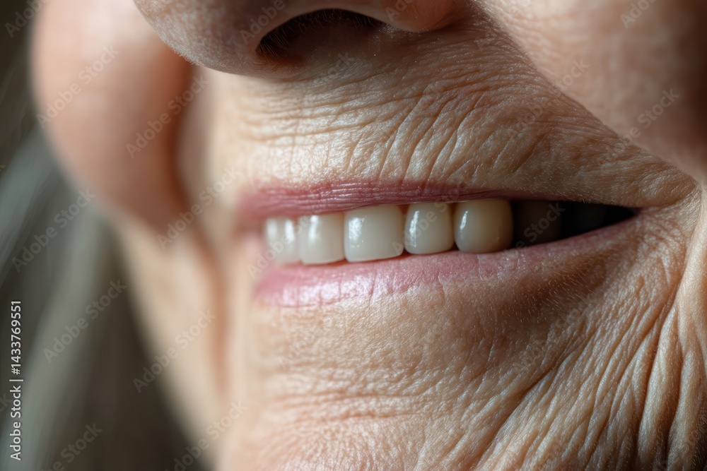 Obraz premium Smile Lines and Wrinkled Skin Around Mouth Area