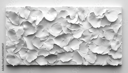 Abstract relief sculpture, textured white surface, resembling petals photo
