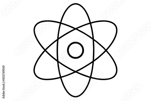 Minimalist Atom Line Art – Simple Science Icon for Physics and Education Designs

