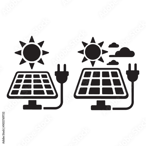 Sun powered panel symbols