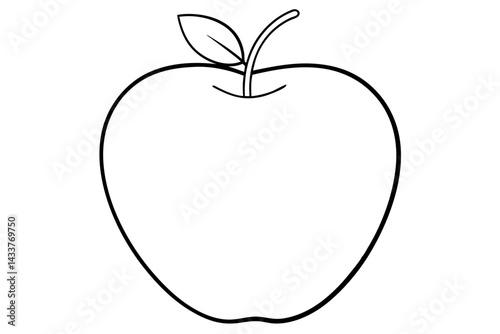 Minimalist Apple Line Art – Simple Fruit Icon for Education and Health Designs

