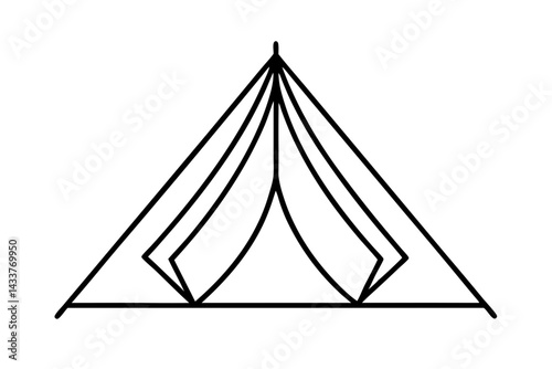 Minimalist Tent Line Art – Simple Camping Icon for Travel and Nature Designs

