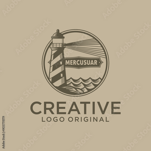 Εκτύπωση καμβά lighthouse design line art as sailor navigation