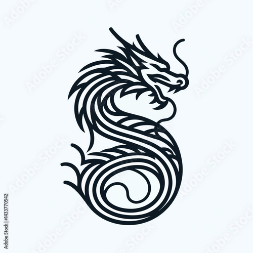 A bold, intricate dragon design with a stylized look.