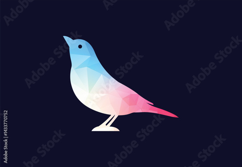 Low poly with colorful bird logo design, Vector design Template