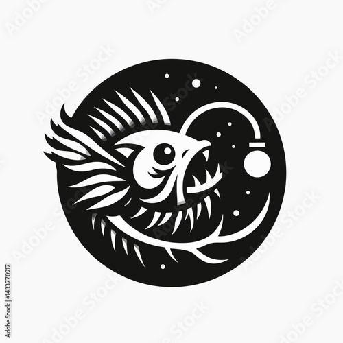 A stylized graphic of a deep-sea anglerfish, perfect for a logo or design element.