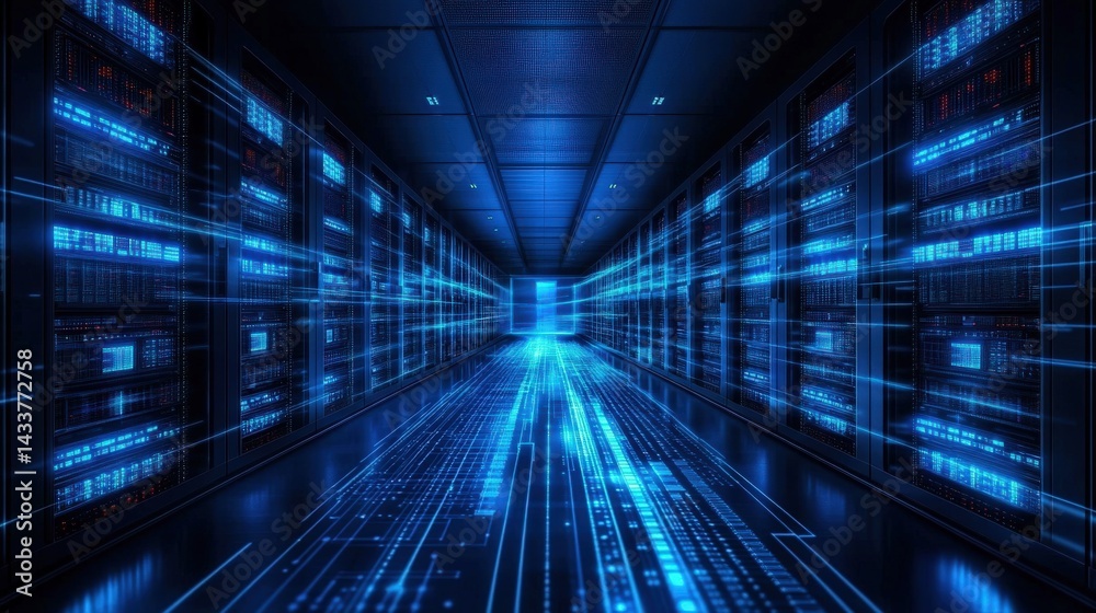 High-Tech Data Center Interior High-Tech Data Center Interior