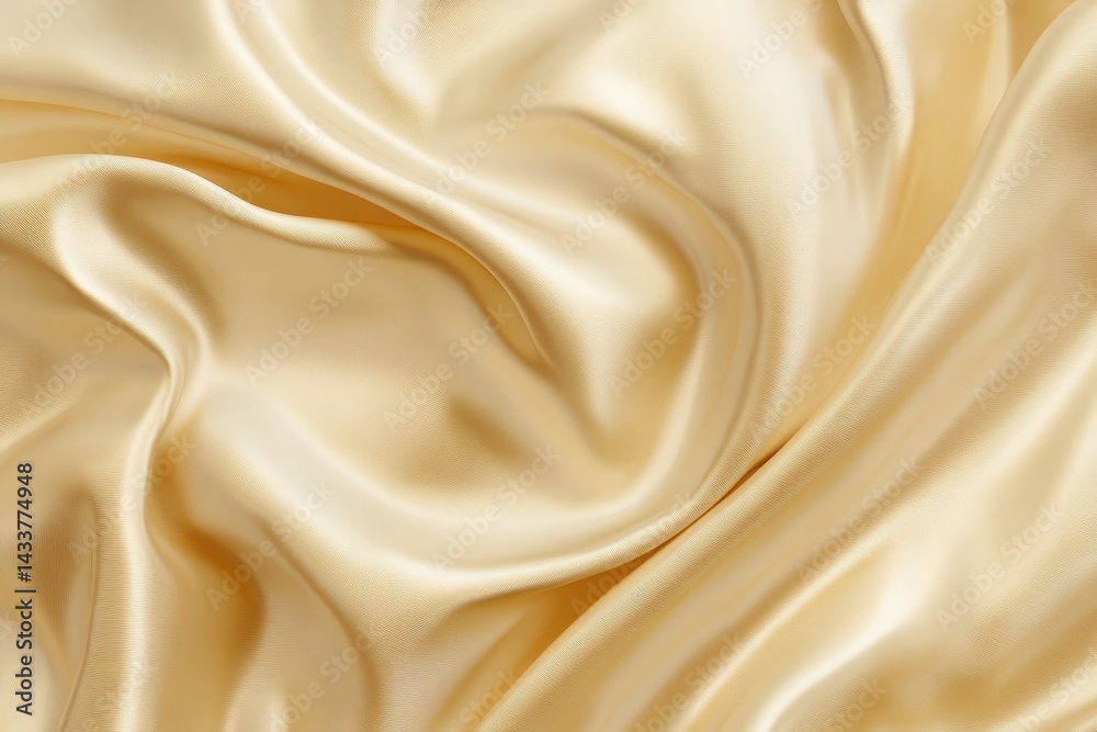 Fototapeta premium Elegant, luxurious folds of soft, golden silk fabric.