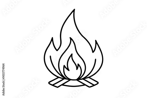 Minimalist Campfire Line Art – Perfect for Outdoor, Camping, and Adventure Designs

