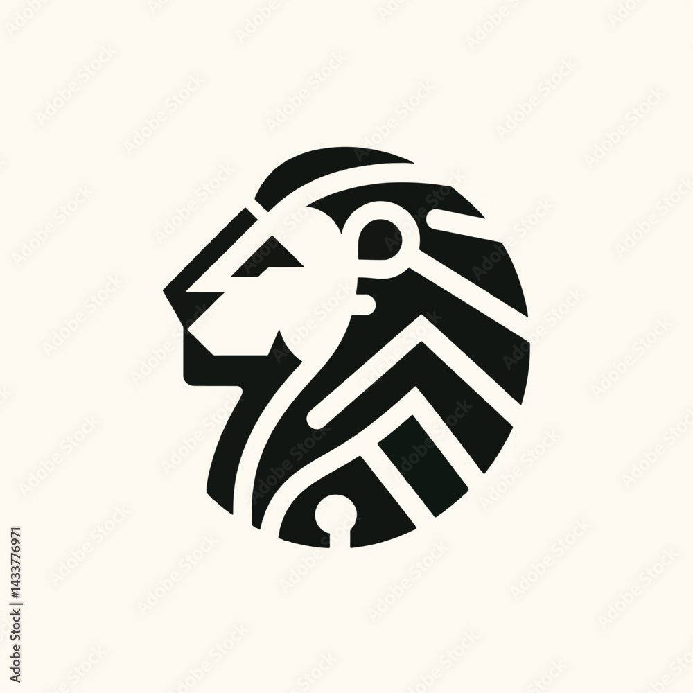 A modern, digitally-inspired lion's head logo. A modern, digitally-inspired lion's head logo.