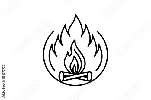 Minimalist Campfire Line Art – Perfect for Outdoor, Camping, and Adventure Designs

