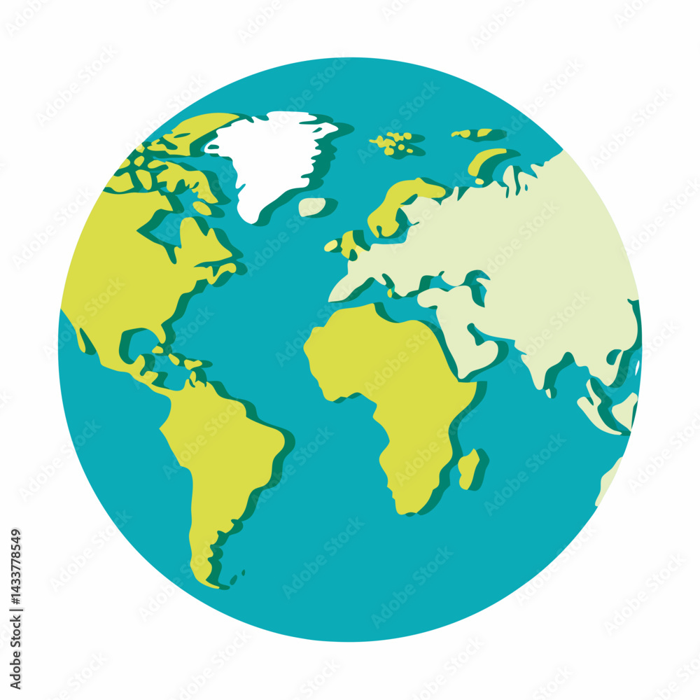 Earth Globe World Map Continents Oceans Geographic Illustration Design Earth Globe World Map Continents Oceans Geographic Illustration Design