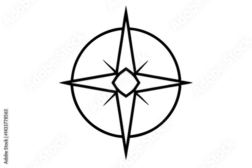 Minimalist Compass Line Art – Perfect for Navigation, Travel, and Exploration Designs


