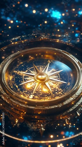 Wallpaper Mural An antique compass spins gracefully, surrounded by twinkling stars and a cosmic atmosphere, showcasing concept of navigation and exploration Torontodigital.ca