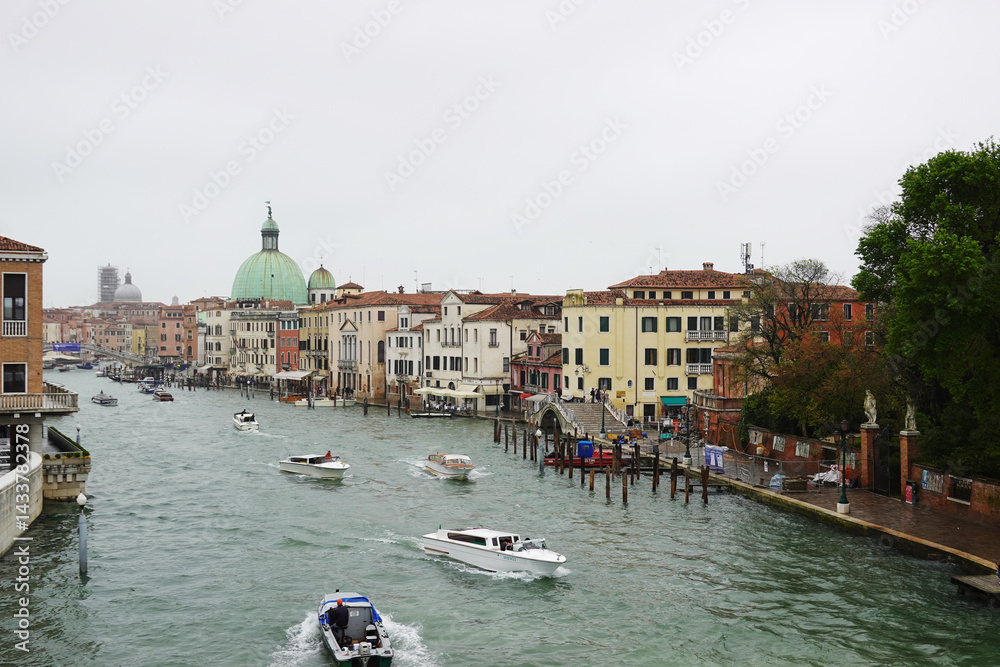 The view of Grand Canal from the Bridge of Constitution, Venice, Italy