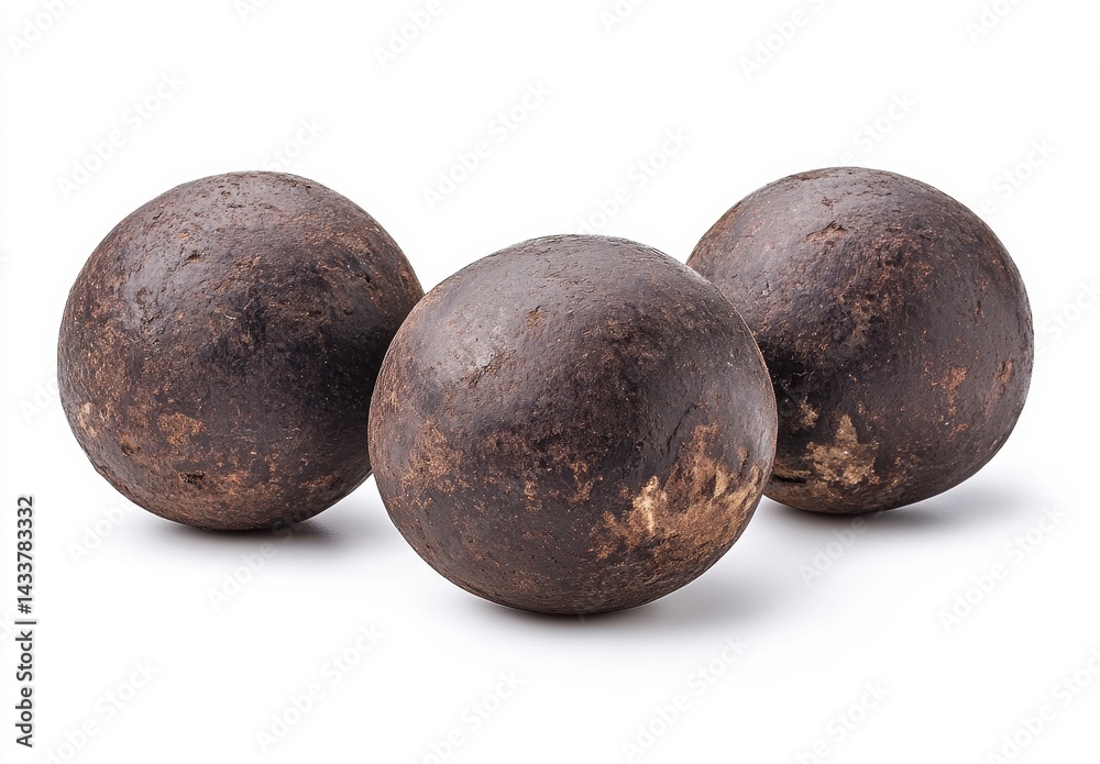 Three Dark Brown Spheres on White Background Three Dark Brown Spheres on White Background