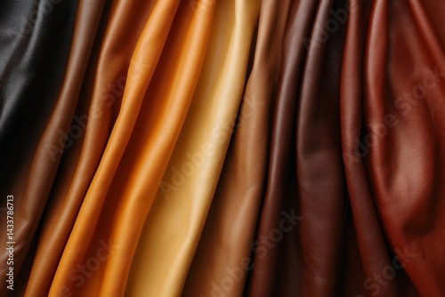 Variety of leather samples in warm, muted hues.