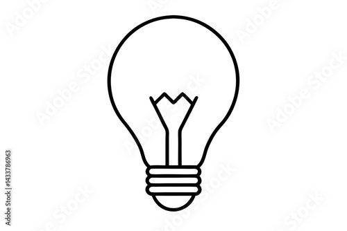Minimal Lightbulb Line Art – Simple Innovation and Idea Symbol in Outline Style

