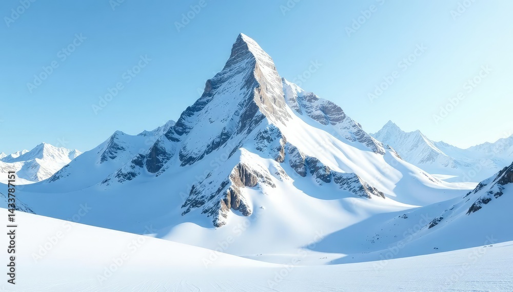Obraz premium Snow-covered mountain peak, pristine white landscape , pure, mountain