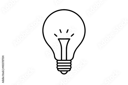 Minimal Lightbulb Line Art – Simple Innovation and Idea Symbol in Outline Style

