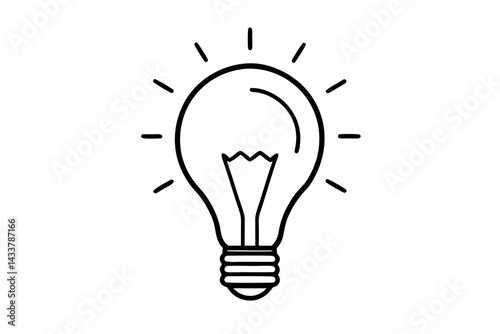Minimal Lightbulb Line Art – Simple Innovation and Idea Symbol in Outline Style

