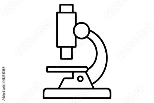 Minimal Microscope Line Art – Simple Science and Laboratory Icon in Outline Style

