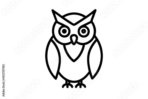 Minimal Owl Line Art – Simple Wisdom and Education Symbol in Outline Style

