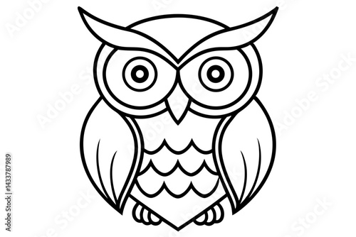 Minimal Owl Line Art – Simple Wisdom and Education Symbol in Outline Style

