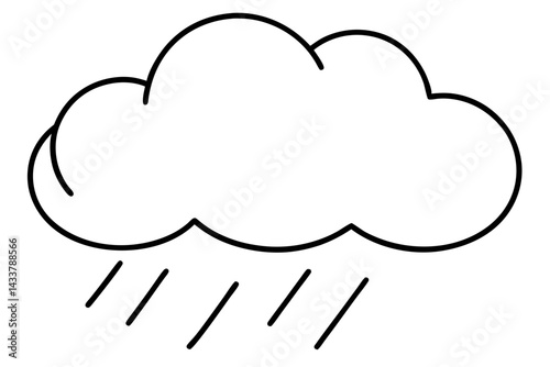 Minimal Rain Cloud Line Art – Simple Weather and Storm Symbol in Outline Style

