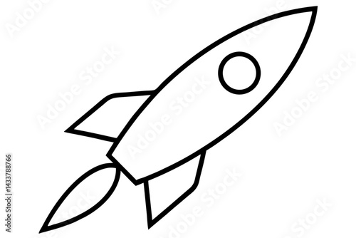 Minimal Rocket Line Art – Simple Tech and Startup Icon in Outline Style

