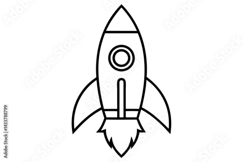 Minimal Rocket Line Art – Simple Tech and Startup Icon in Outline Style

