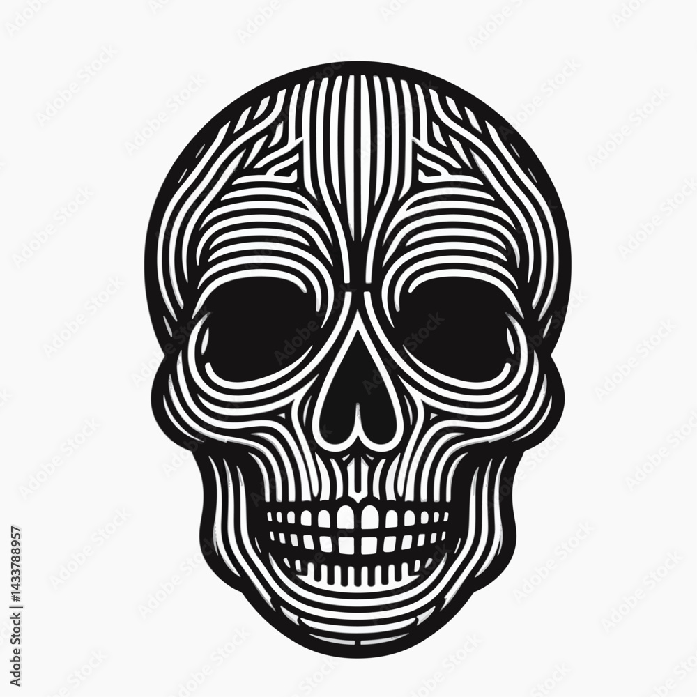 A stylized skull design, created with complex lines and patterns. A stylized skull design, created with complex lines and patterns.