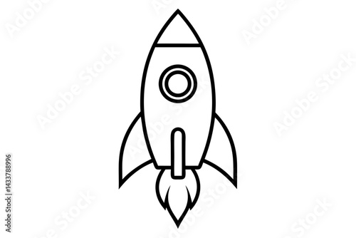 Minimal Rocket Line Art – Simple Tech and Startup Icon in Outline Style

