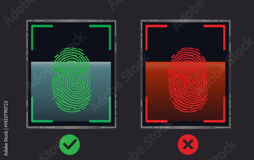 Finger print accepted icon. Fingerprint scanning. Digital touch scan identification of electronic sensor authentication. Biometric access control.