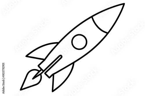 Minimal Rocket Line Art – Simple Tech and Startup Icon in Outline Style

