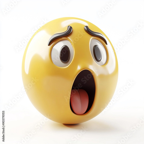 Yawning sleepy face emoji, isolated on white background
