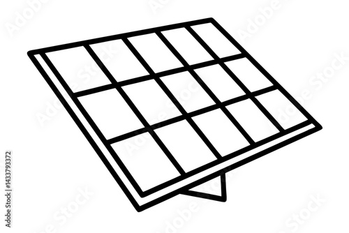 Minimal Solar Panel Line Art – Simple Green Energy and Sustainability Icon in Outline Style

