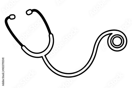 Minimal Stethoscope Line Art – Simple Medical and Healthcare Equipment Icon in Outline Style

