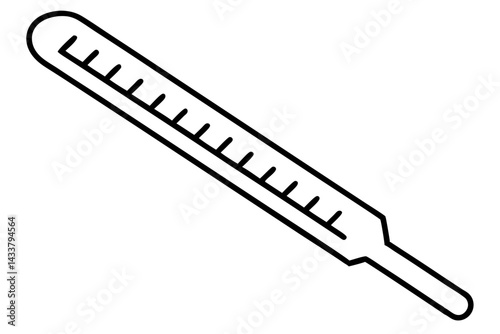 Minimal Thermometer Line Art – Simple Medical & Temperature Symbol in Outline Style

