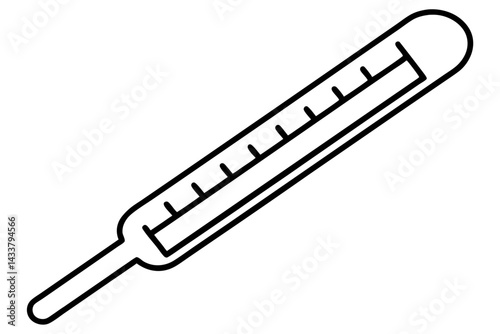 Minimal Thermometer Line Art – Simple Medical & Temperature Symbol in Outline Style

