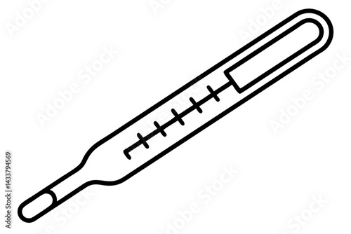 Minimal Thermometer Line Art – Simple Medical & Temperature Symbol in Outline Style


