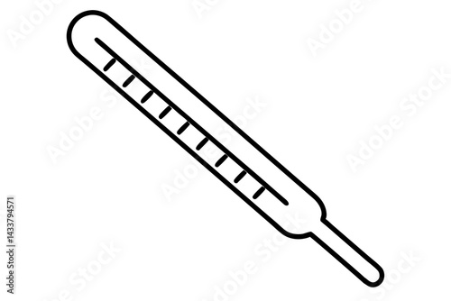 Minimal Thermometer Line Art – Simple Medical & Temperature Symbol in Outline Style

