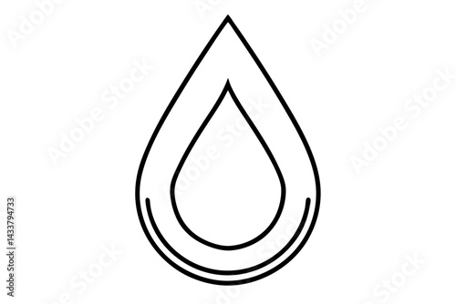 Minimal Water Droplet Line Art – Simple Hydration & Nature Symbol in Outline Style

