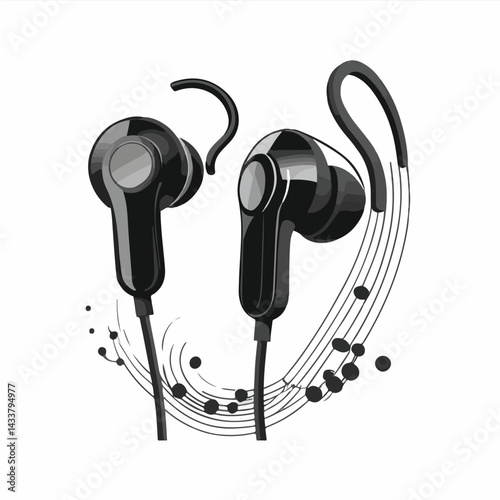 wireless earbuds with sound waves coming out