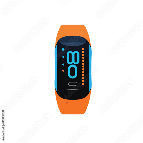 a digital fitness tracker bracelet with step count and battery icon