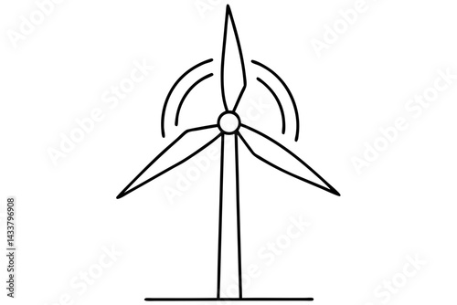 Minimal Wind Turbine Line Art – Simple Eco Energy Symbol in Outline Style


