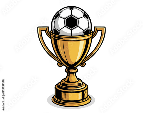 gold trophy cup of football